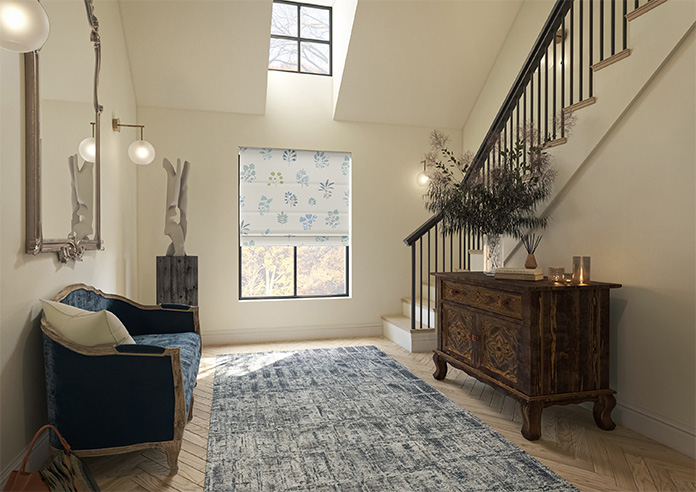 Botanical Velvet, River Blue - Motorised Roman Blind - Image 6
